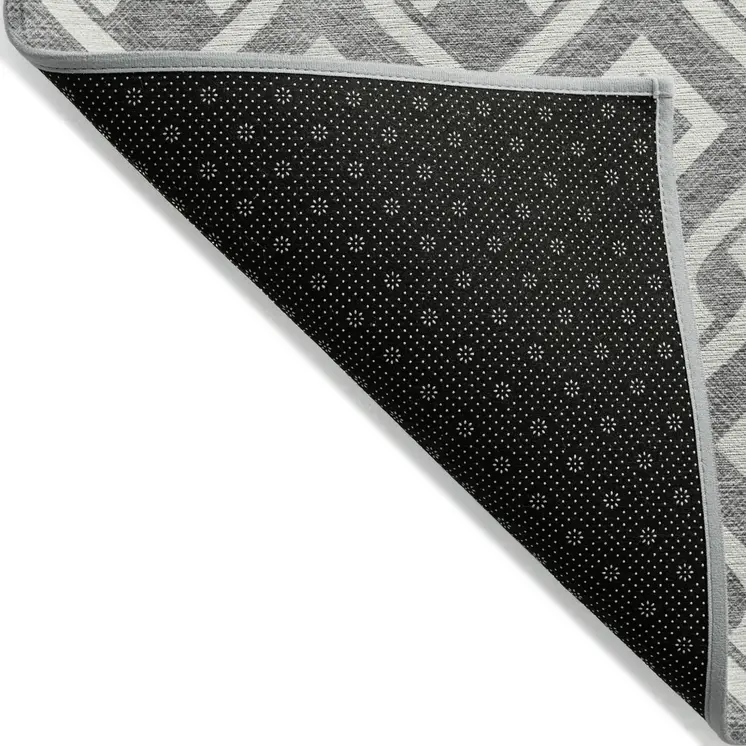 9' X 12' Gray And Ivory Geometric Washable Indoor Outdoor Area Rug
