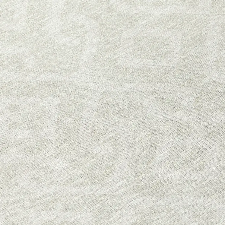 8' Ivory And Light Gray Round Geometric Washable Indoor Outdoor Area Rug