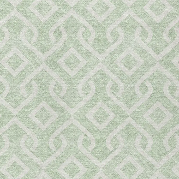 3' X 5' Mint Green And Ivory Geometric Washable Indoor Outdoor Area Rug