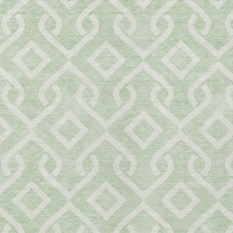 5' X 8' Mint Green And Ivory Geometric Washable Indoor Outdoor Area Rug