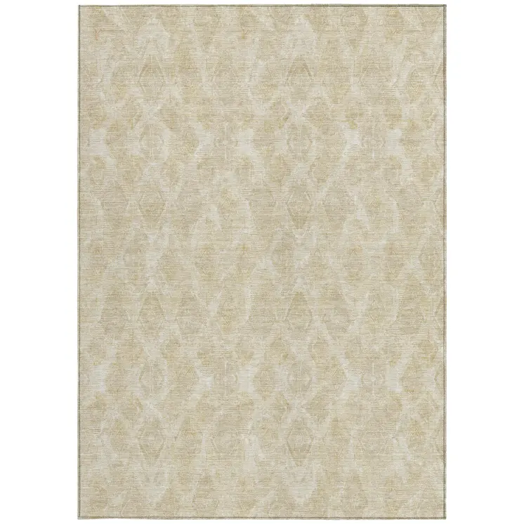 8' X 10' Beige Taupe And Tan Geometric Washable Indoor Outdoor Area Rug