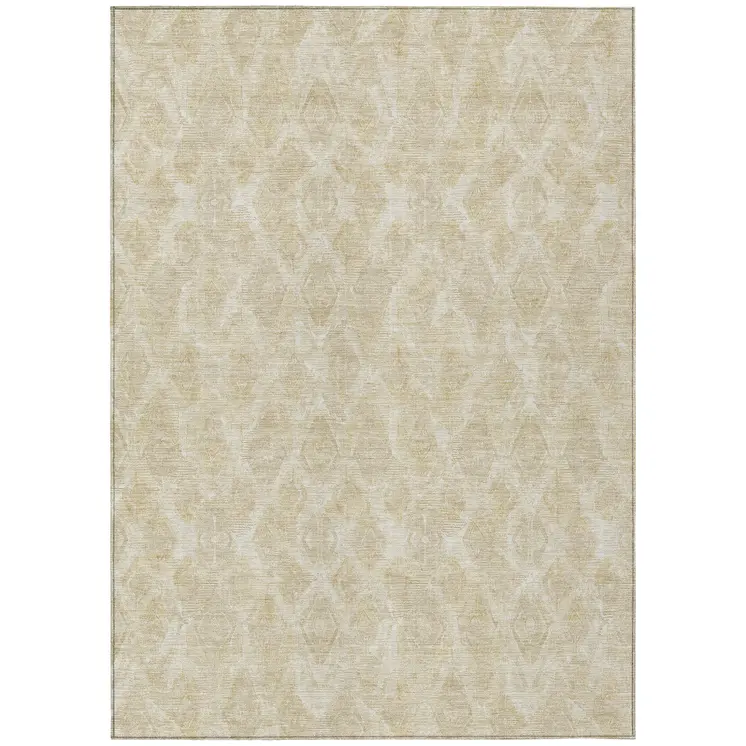 8' X 10' Beige Taupe And Tan Geometric Washable Indoor Outdoor Area Rug