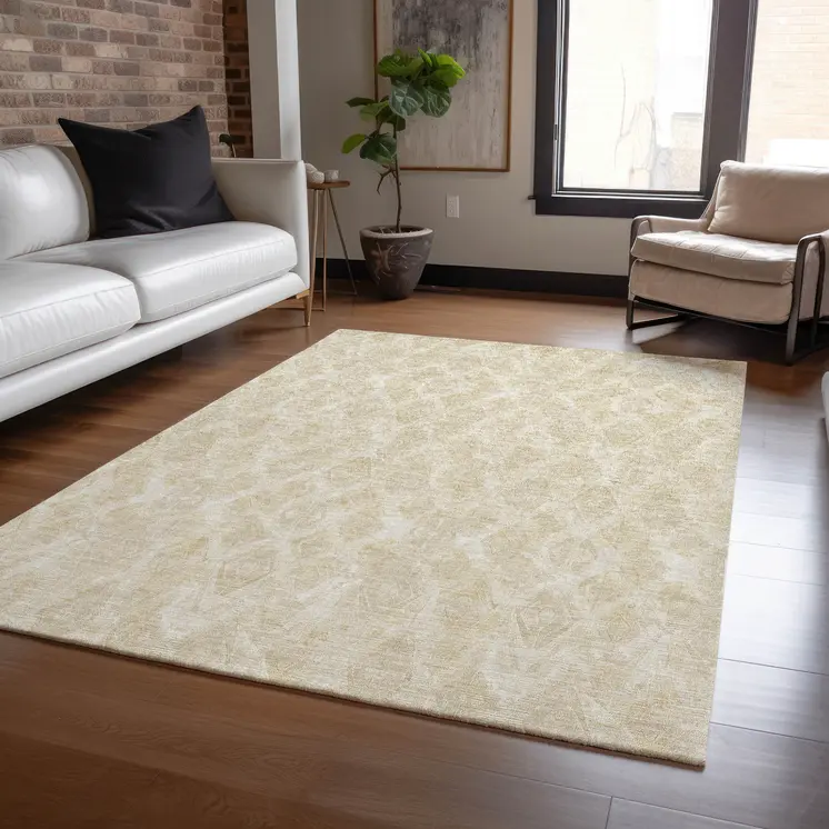 8' X 10' Beige Taupe And Tan Geometric Washable Indoor Outdoor Area Rug
