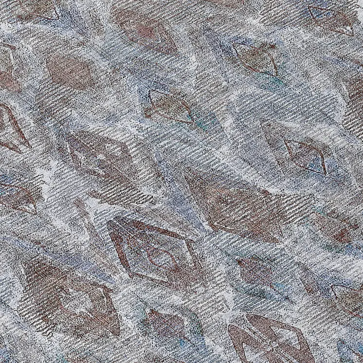 5' X 8' Sky Blue And Silver Geometric Washable Indoor Outdoor Area Rug