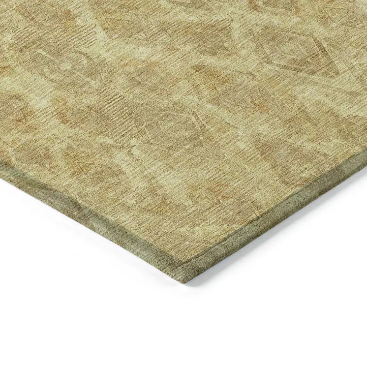 9' X 12' Gold Taupe And Beige Geometric Washable Indoor Outdoor Area Rug