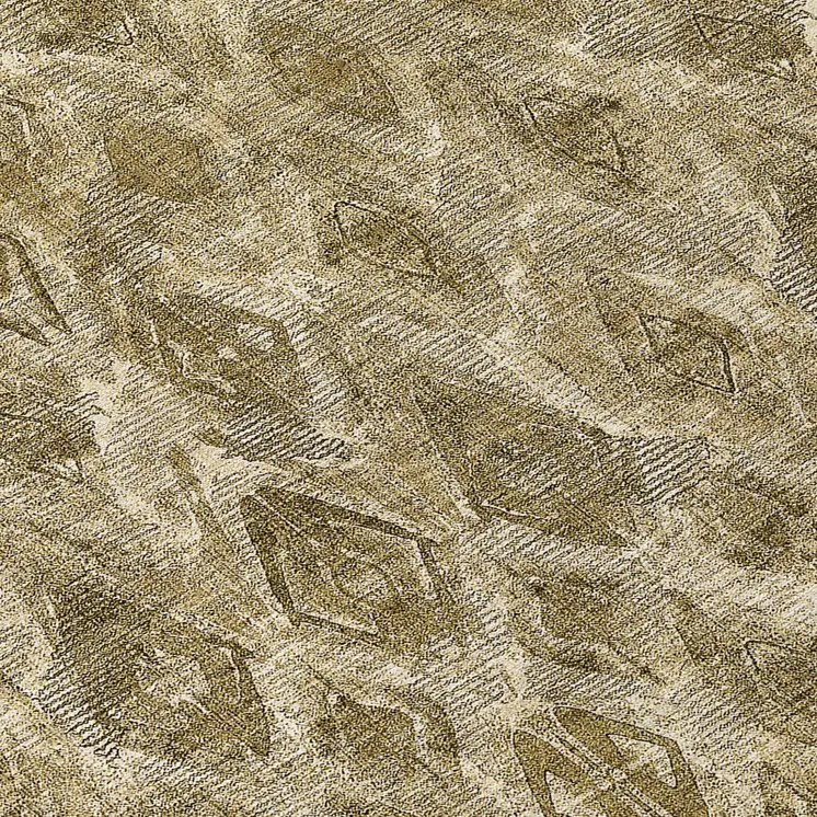 8' Brown Beige And Tan Round Geometric Washable Indoor Outdoor Area Rug