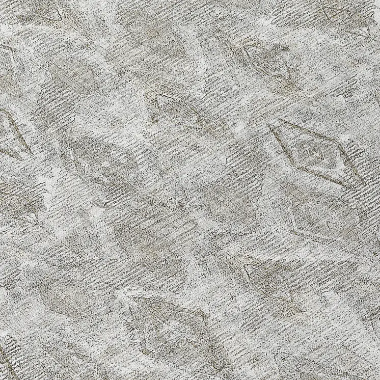 8' Silver Gray And Pewter Round Geometric Washable Indoor Outdoor Area Rug