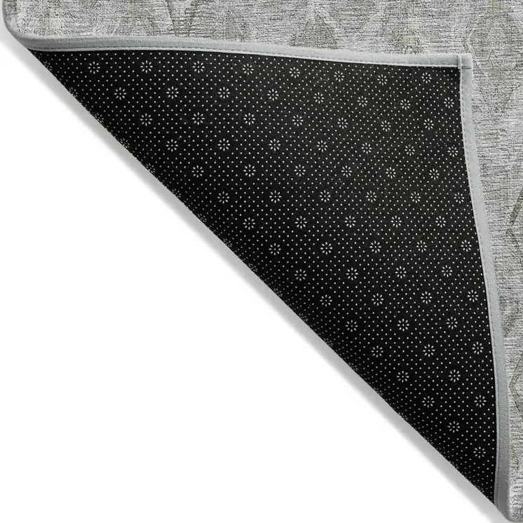 8' X 10' Silver Gray And Pewter Geometric Washable Indoor Outdoor Area Rug