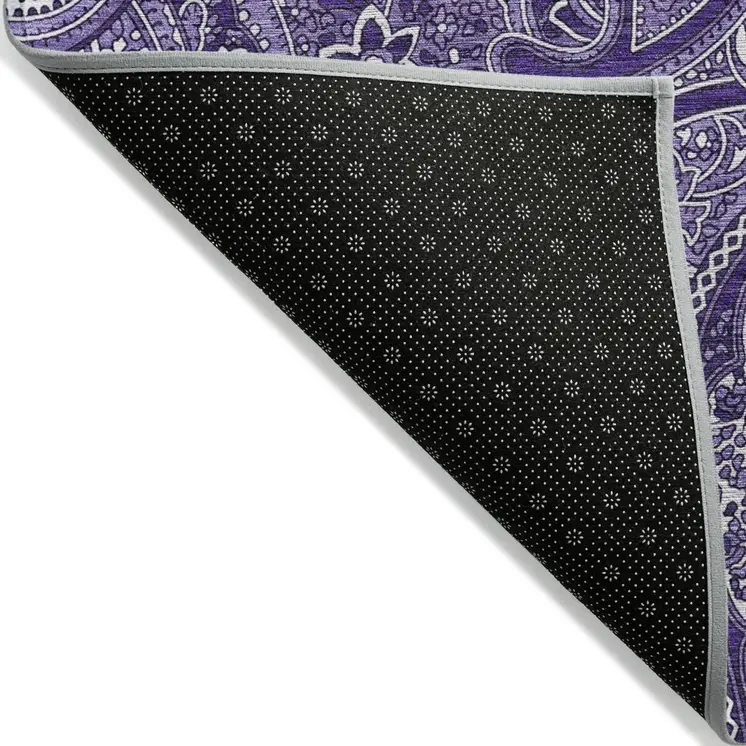 10' X 14' Purple Lavender And Silver Paisley Washable Indoor Outdoor Area Rug