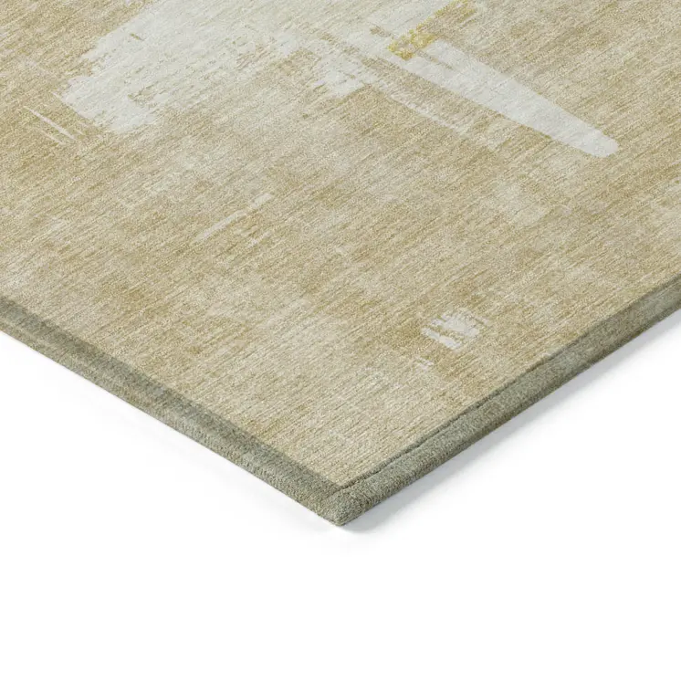 8' X 10' Beige Gold And Tan Abstract Washable Indoor Outdoor Area Rug