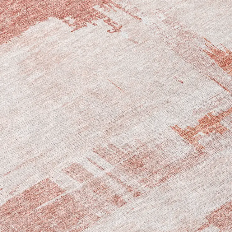 8' Blush Mauve And Ivory Round Abstract Washable Indoor Outdoor Area Rug