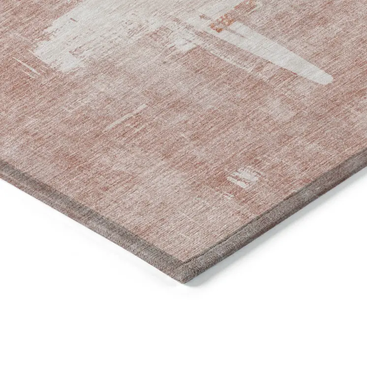 10' X 14' Blush Mauve And Ivory Abstract Washable Indoor Outdoor Area Rug