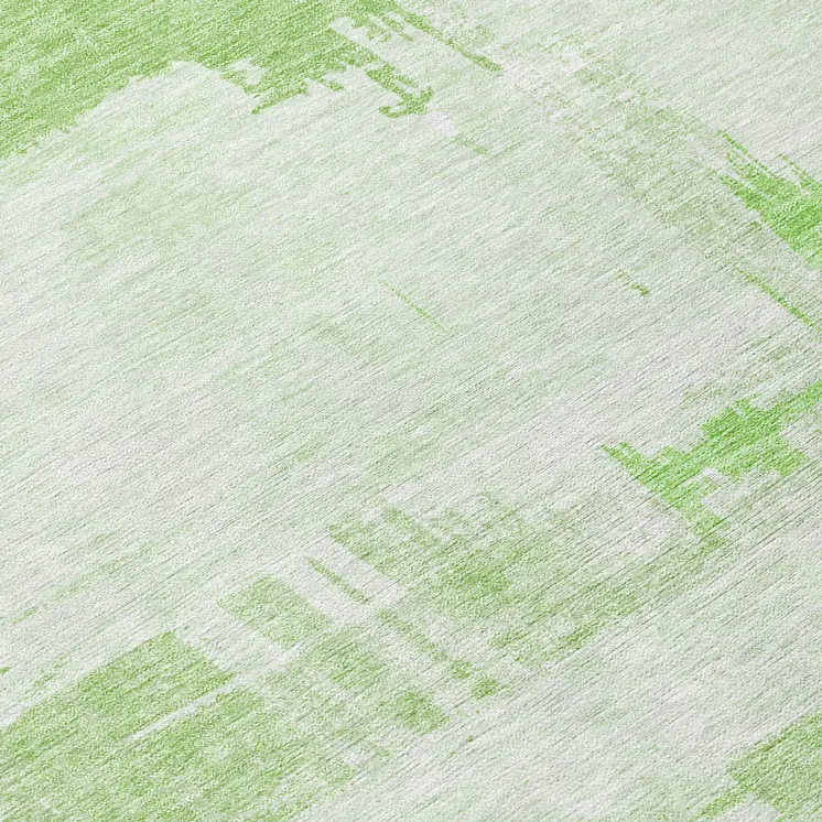 8' Green And Mint Green Round Abstract Washable Indoor Outdoor Area Rug