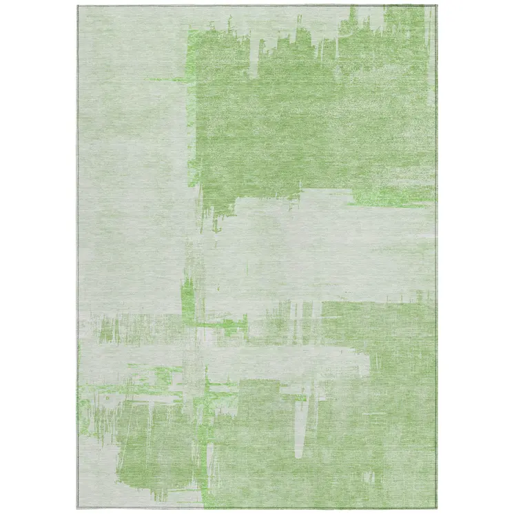 8' X 10' Green And Mint Green Abstract Washable Indoor Outdoor Area Rug