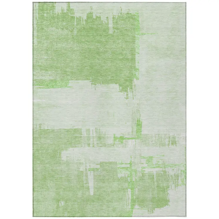 8' X 10' Green And Mint Green Abstract Washable Indoor Outdoor Area Rug