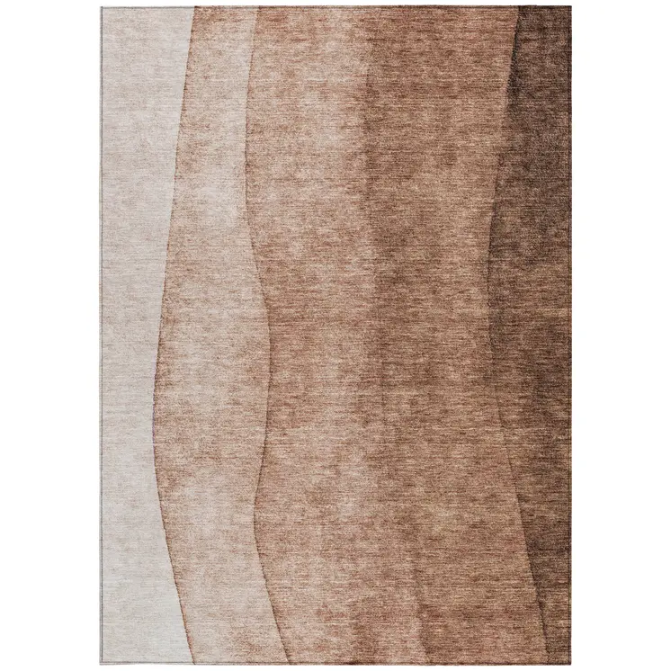 5' X 8' Brown Beige And Chocolate Ombre Washable Indoor Outdoor Area Rug