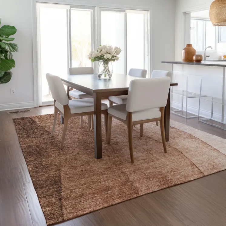 5' X 8' Brown Beige And Chocolate Ombre Washable Indoor Outdoor Area Rug