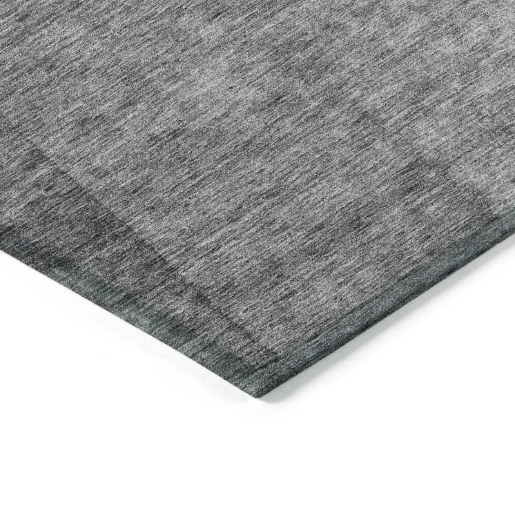9' X 12' Gray Silver And Charcoal Ombre Washable Indoor Outdoor Area Rug