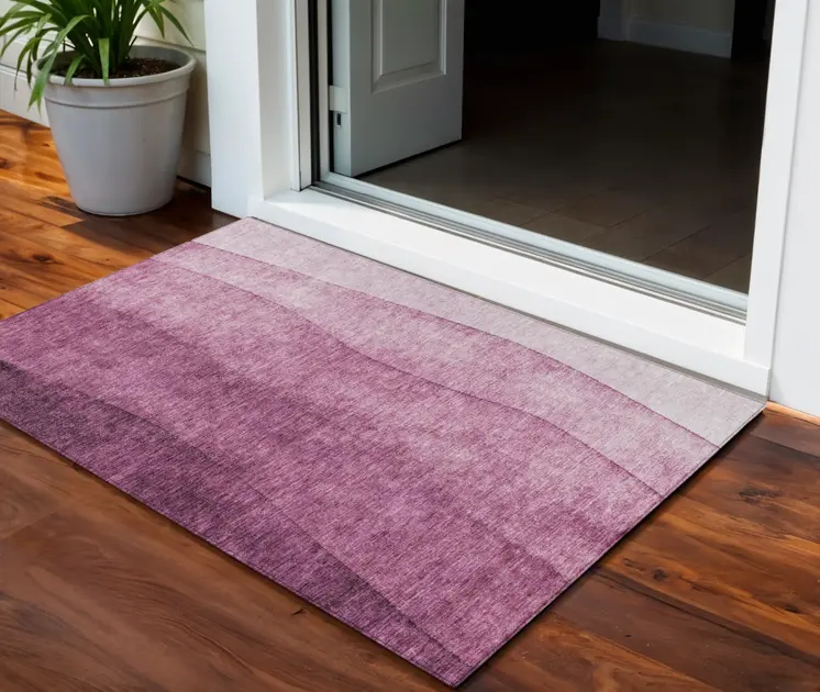 3' X 5' Merlot Blush And Pink Ombre Washable Indoor Outdoor Area Rug