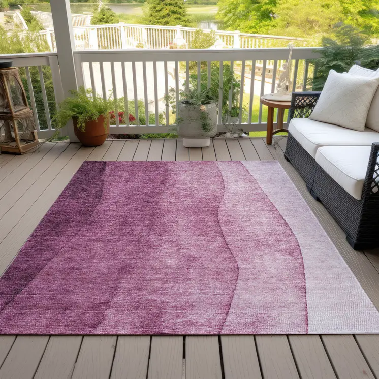 8' X 10' Merlot Blush And Pink Ombre Washable Indoor Outdoor Area Rug