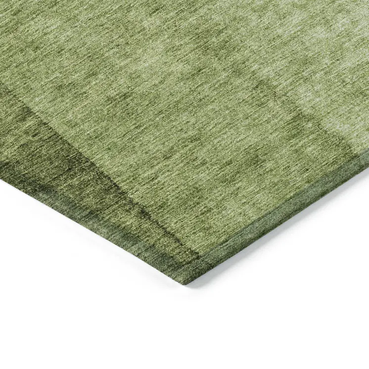 10' X 14' Olive Green And Artichoke Green Ombre Washable Indoor Outdoor Area Rug