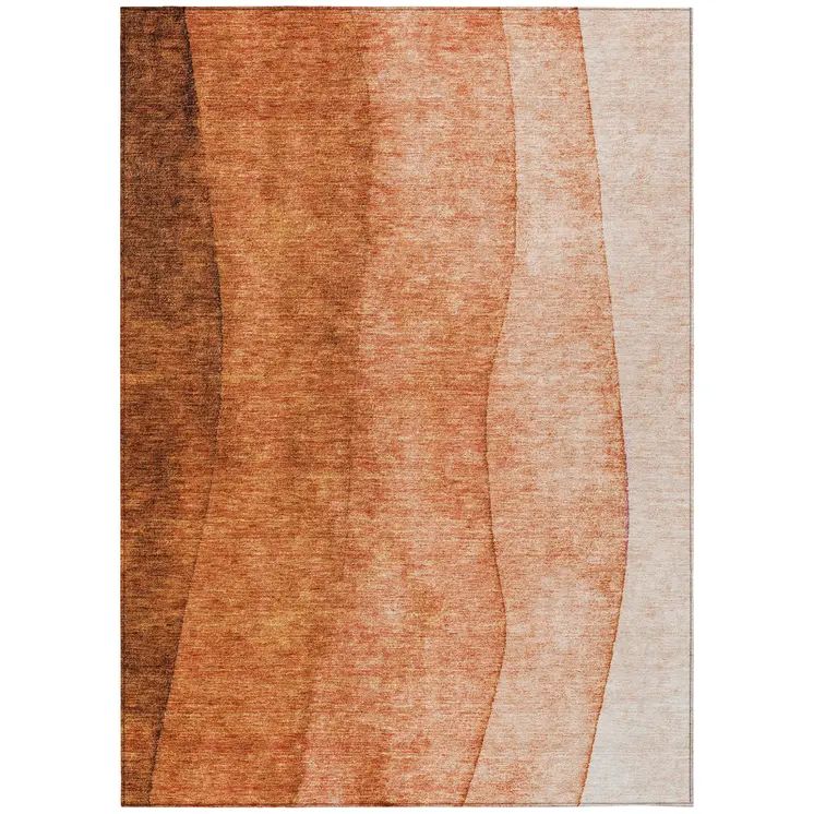 3' X 5' Orange And Copper Ombre Washable Indoor Outdoor Area Rug