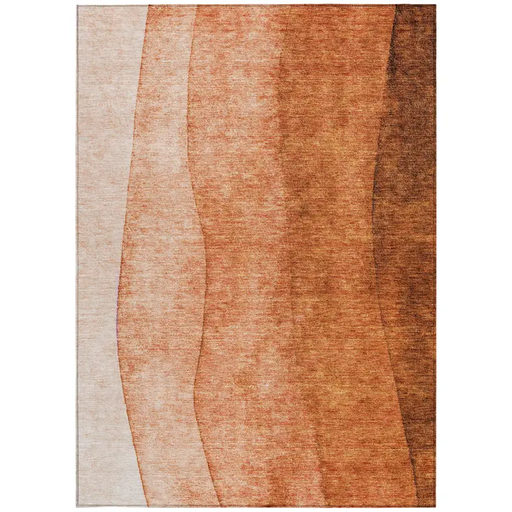 8' X 10' Orange And Copper Ombre Washable Indoor Outdoor Area Rug