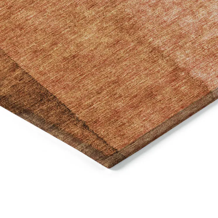 8' X 10' Orange And Copper Ombre Washable Indoor Outdoor Area Rug