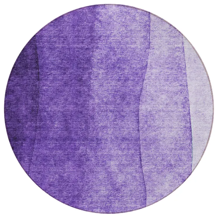 8' Purple Lilac And Lavender Round Ombre Washable Indoor Outdoor Area Rug
