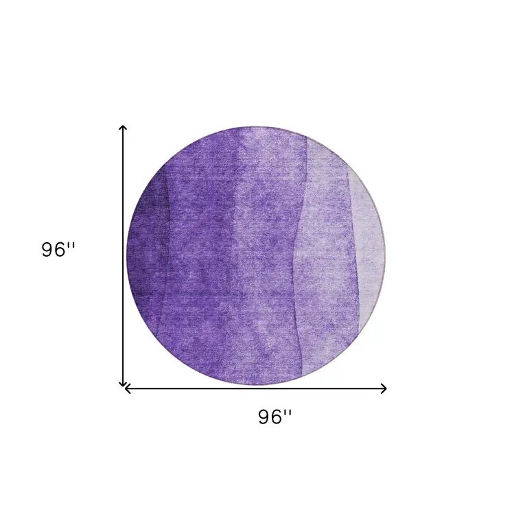 8' Purple Lilac And Lavender Round Ombre Washable Indoor Outdoor Area Rug