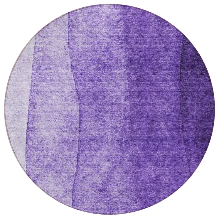 8' Purple Lilac And Lavender Round Ombre Washable Indoor Outdoor Area Rug