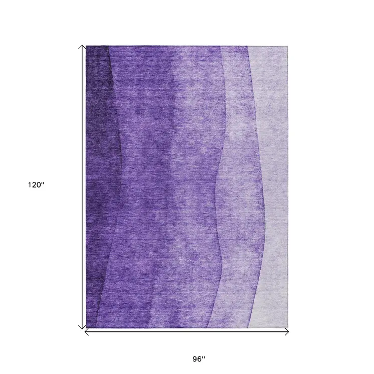 8' X 10' Purple Lilac And Lavender Ombre Washable Indoor Outdoor Area Rug
