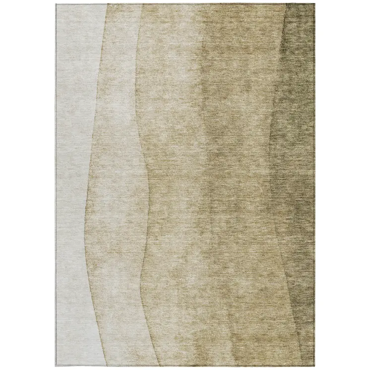 3' X 5' Taupe Beige And Ivory Ombre Washable Indoor Outdoor Area Rug