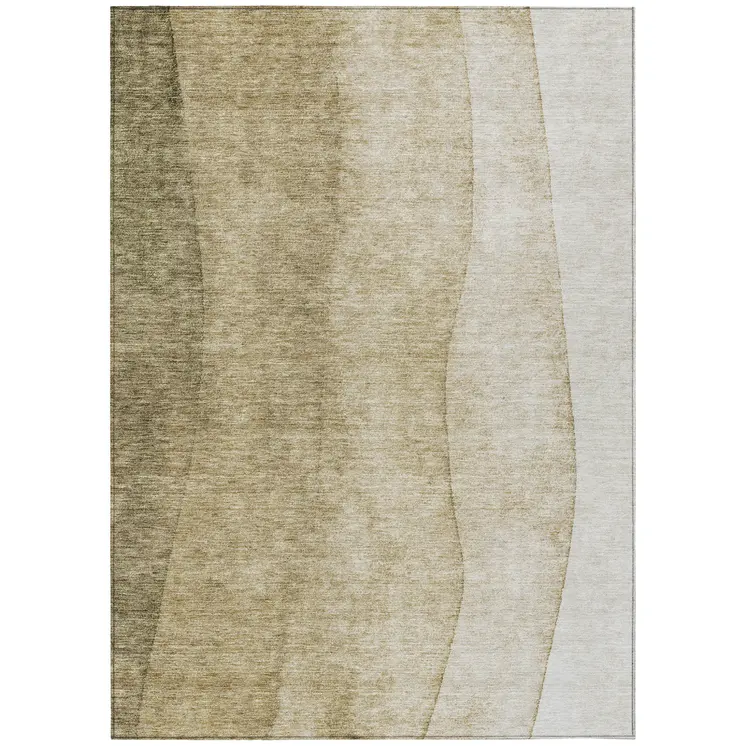 3' X 5' Taupe Beige And Ivory Ombre Washable Indoor Outdoor Area Rug