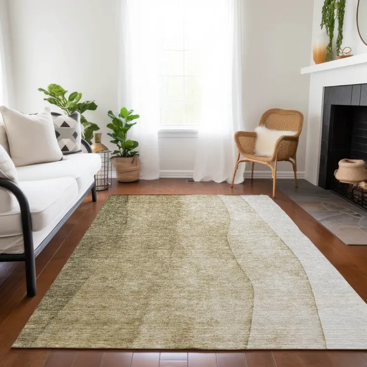 3' X 5' Taupe Beige And Ivory Ombre Washable Indoor Outdoor Area Rug
