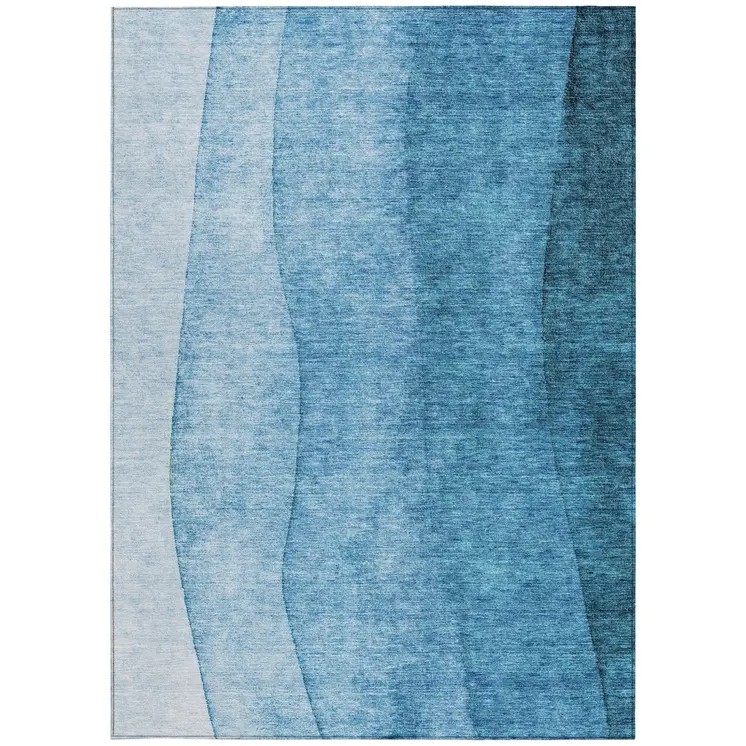 3' X 5' Teal Blue Aqua And Turquoise Ombre Washable Indoor Outdoor Area Rug
