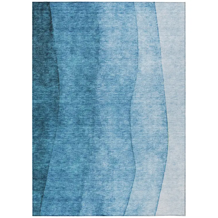 8' X 10' Teal Blue Aqua And Turquoise Ombre Washable Indoor Outdoor Area Rug