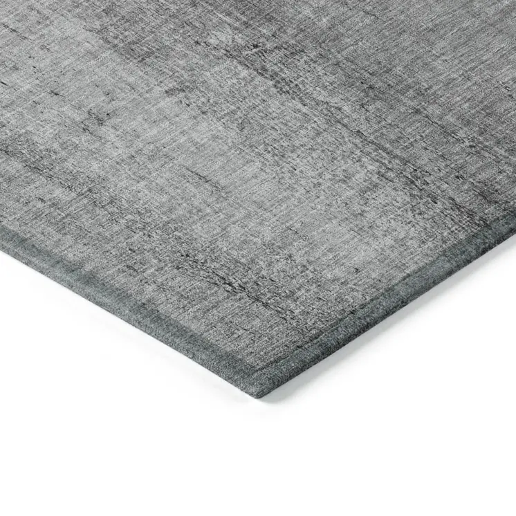 9' X 12' Gray Silver And Charcoal Nautical Washable Indoor Outdoor Area Rug
