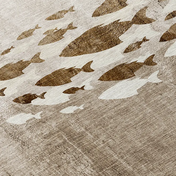 8' Taupe Brown And Khaki Round Nautical Washable Indoor Outdoor Area Rug