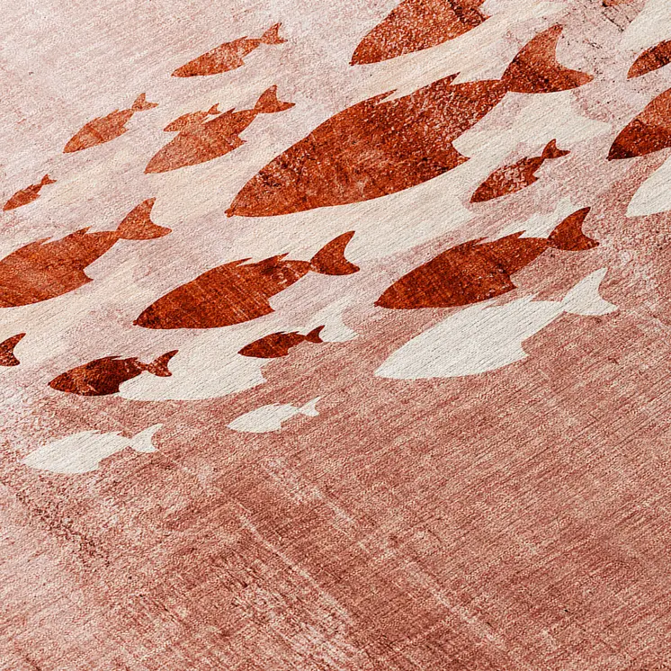 8' Terra Cotta Copper And Ivory Round Nautical Washable Indoor Outdoor Area Rug