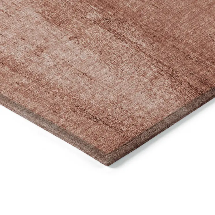 8' X 10' Terra Cotta Copper And Ivory Nautical Washable Indoor Outdoor Area Rug