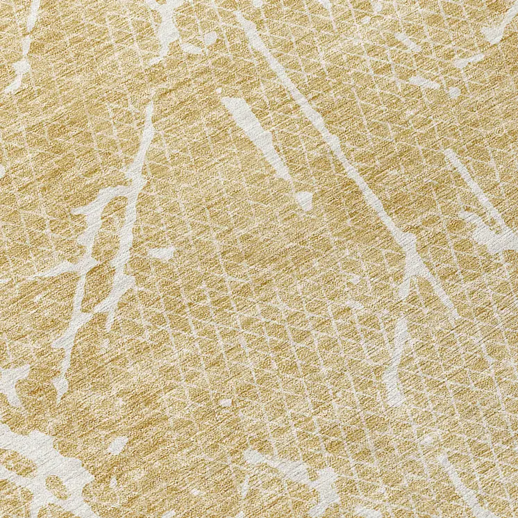 8' Beige And Ivory Round Abstract Washable Indoor Outdoor Area Rug