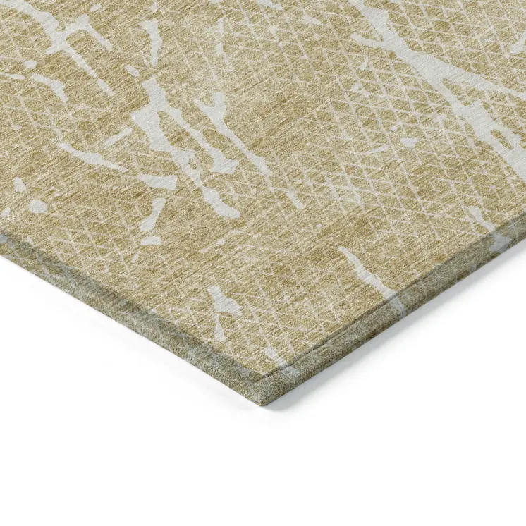 8' X 10' Beige And Ivory Abstract Washable Indoor Outdoor Area Rug