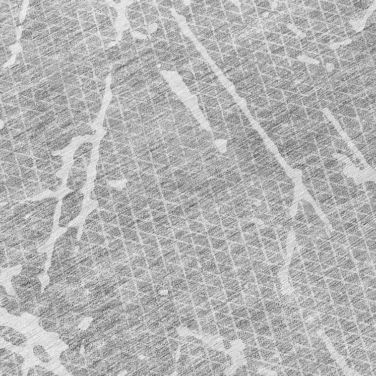 8' Gray Ivory And Silver Round Abstract Washable Indoor Outdoor Area Rug
