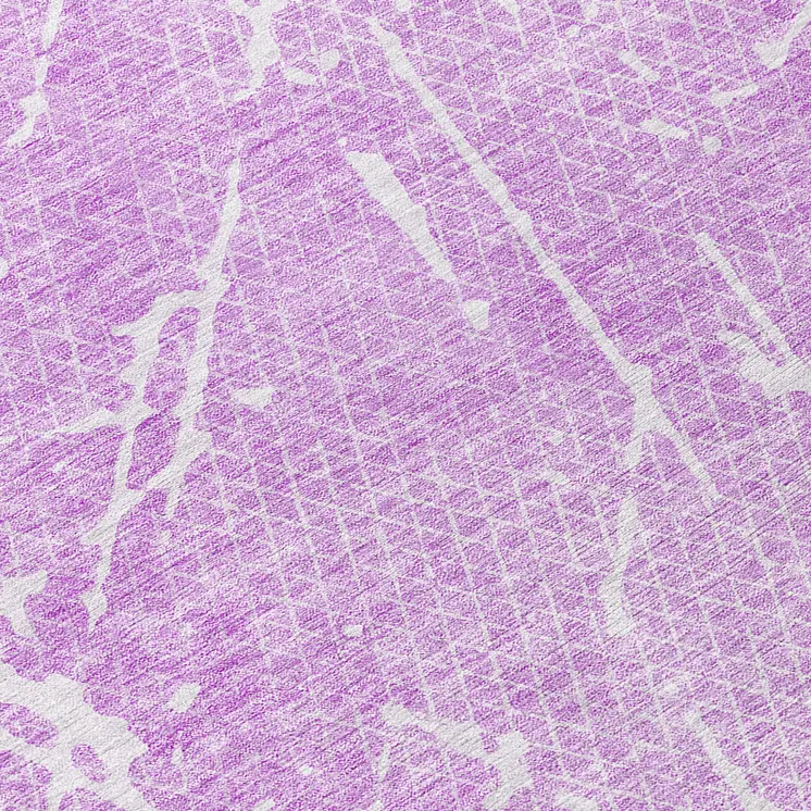 8' Lilac And Ivory Round Abstract Washable Indoor Outdoor Area Rug