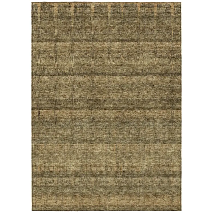 3' X 5' Brown Beige And Chocolate Striped Washable Indoor Outdoor Area Rug