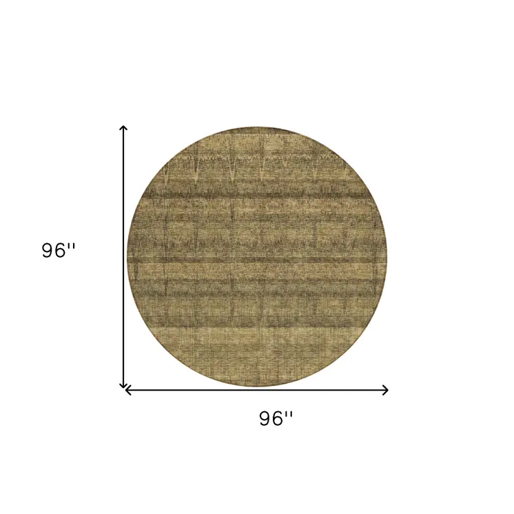 8' Brown Beige And Chocolate Round Striped Washable Indoor Outdoor Area Rug