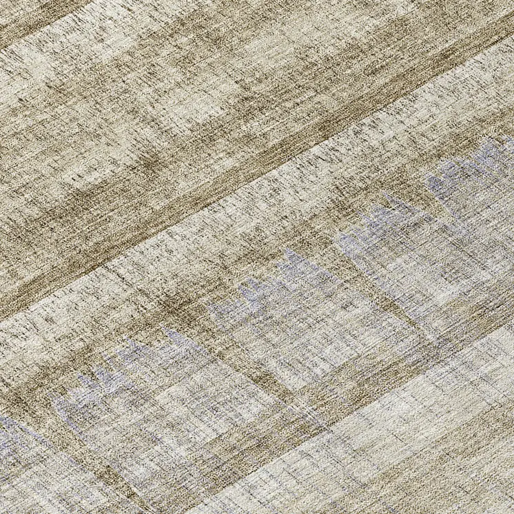 8' Taupe Gray And Beige Round Striped Washable Indoor Outdoor Area Rug