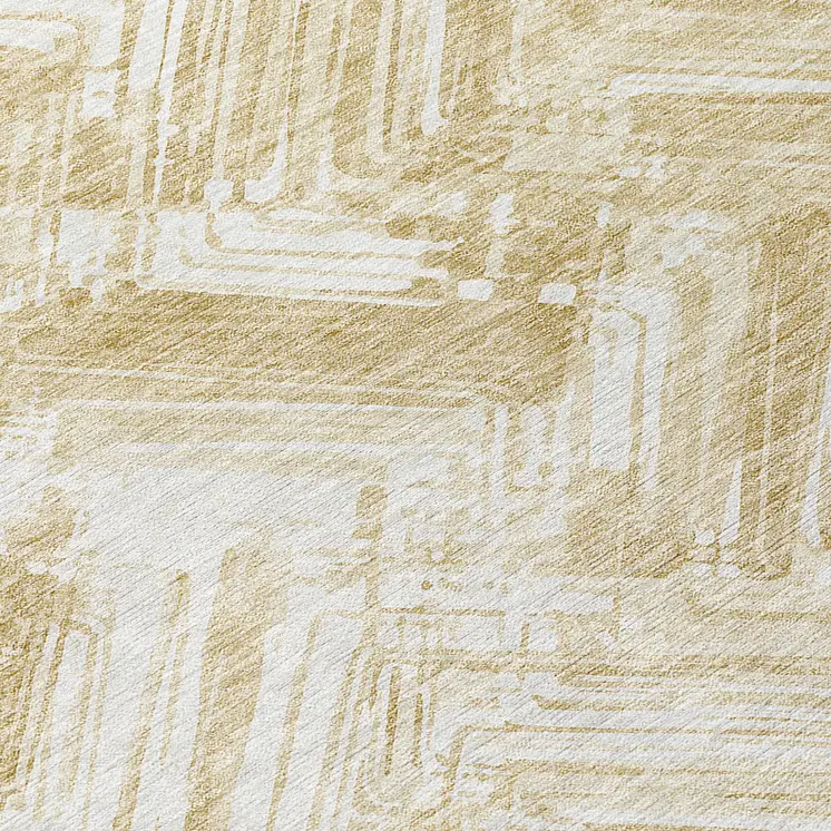 3' X 5' Beige Tan And Ivory Geometric Washable Indoor Outdoor Area Rug