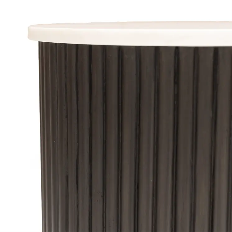 25" Black And White Solid Wood End Table